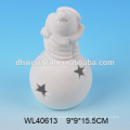 Ornamentos personalizados de Navidad de porcelana blanca con muñeco de nieve y bola de nieve